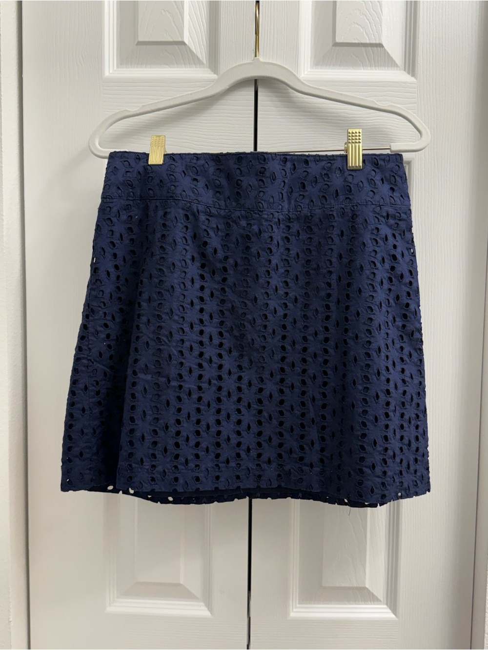 Maison Jules Navy Eyelet A-Line Skirt